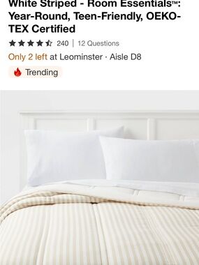 Room Essentials Cream and White Striped Comforter Set